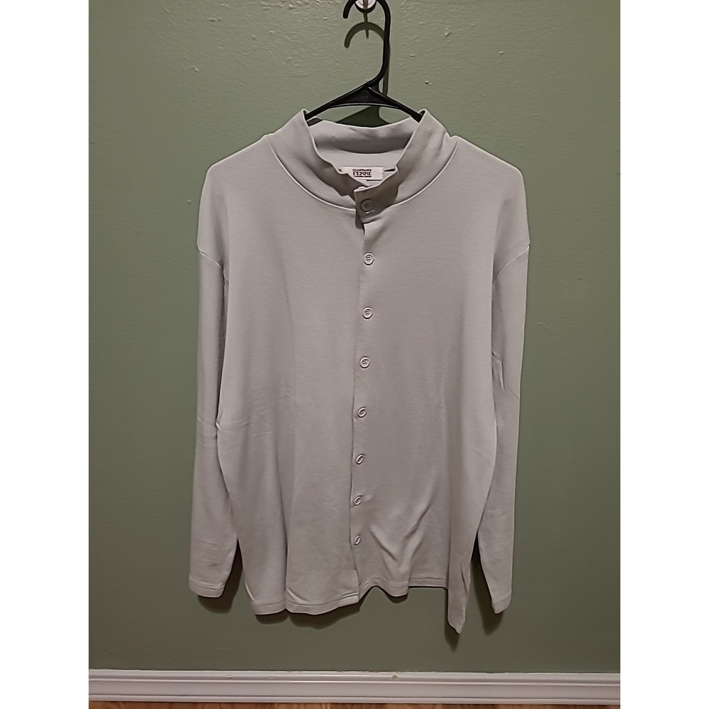 Gianfranco‎ Ferre Korean Air Sleepwear Shirt Men's XL Blue Long Sleeve Button Up